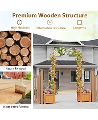 Gymax 79'' Tall Archway Trellis for Climbing Plants Vegetables w/ Planter Boxes