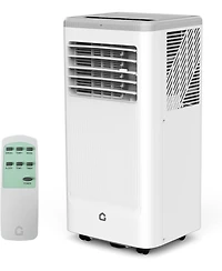 8,000 Btu Portable Air Conditioner - Floor Standing, Cooling, Fan & Dehumidifier, 24H Timer, Window Kit Included, Black & White Top Cover