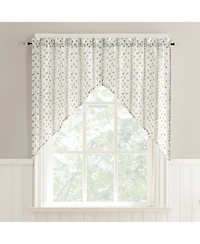 No. 918 Ridgewood Ditsy Floral Stripe Semi-Sheer Rod Pocket Kitchen Curtain Swag Pair