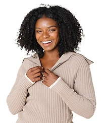 Hope & Henry Women's Organic Raglan Half Zip Sweater