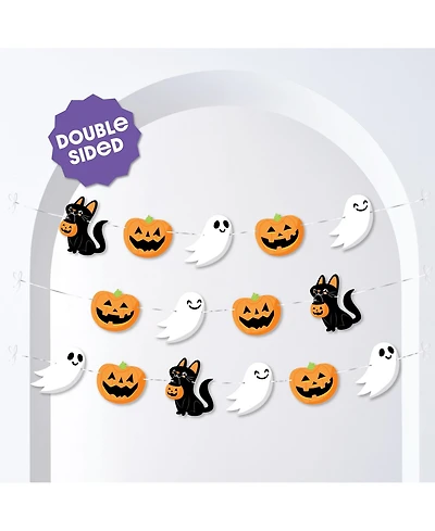 Jack-o'-Lantern Halloween Garland Banner, 30 Feet of Cord, 15 Paper Halloween