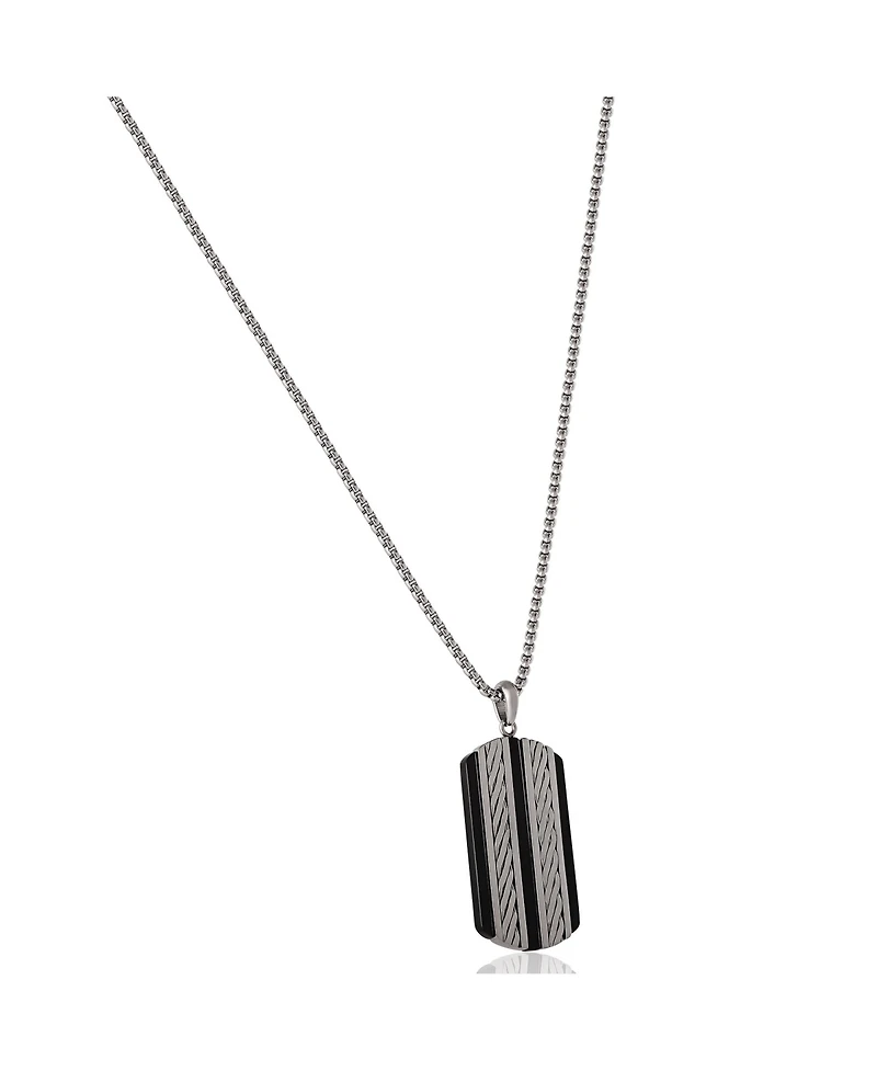 Lucky Brand Men's Pendant Necklace with Striped Dog Tag - 22'' Chain