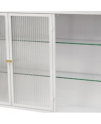 Casainc Arched 3-Door Wall Mounted Glass Cabinet for Kitchen, Living Room, Bathroom