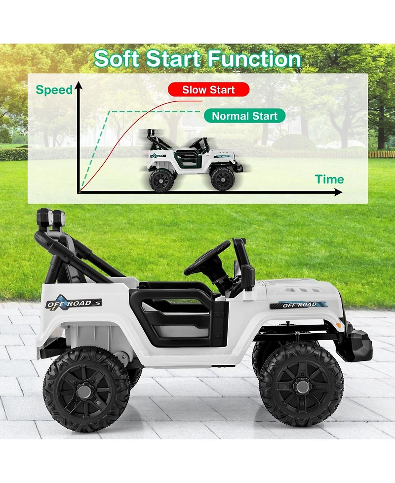 Akiudex 12V Kids Ride On Truck with Remote Control, Led Lights and Music