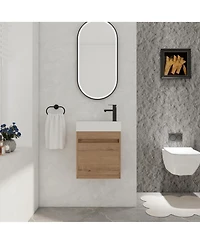 Casainc 18 Inch Bathroom Vanity with White Resin Sink and Soft-Close Cabinet Door