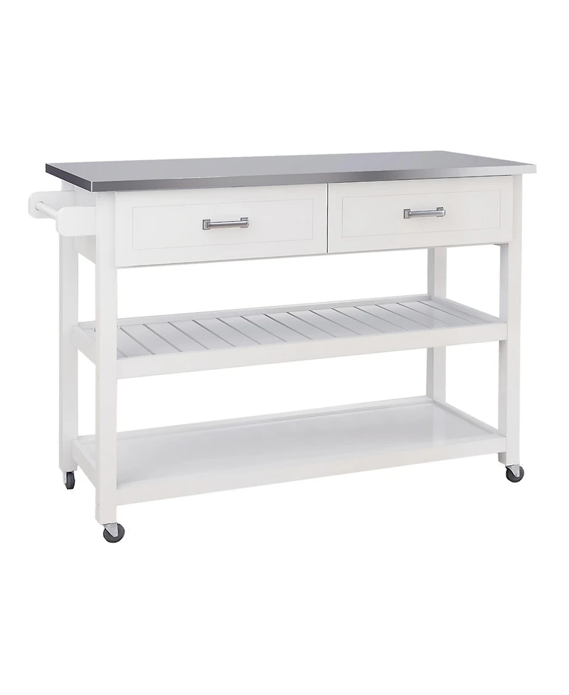 Casainc Kitchen Cart with Stainless Steel Top and Two Drawers for Versatile Storage