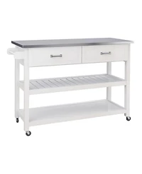 Casainc Kitchen Cart with Stainless Steel Top and Two Drawers for Versatile Storage