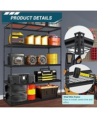 gaomon 48x24x72 Inch Garage Shelving Heavy Duty, Storage Shelves 2500Lbs Capacity, Adjustable Metal Shelving Unit, 5 Tier Industrial Shelves for Basem