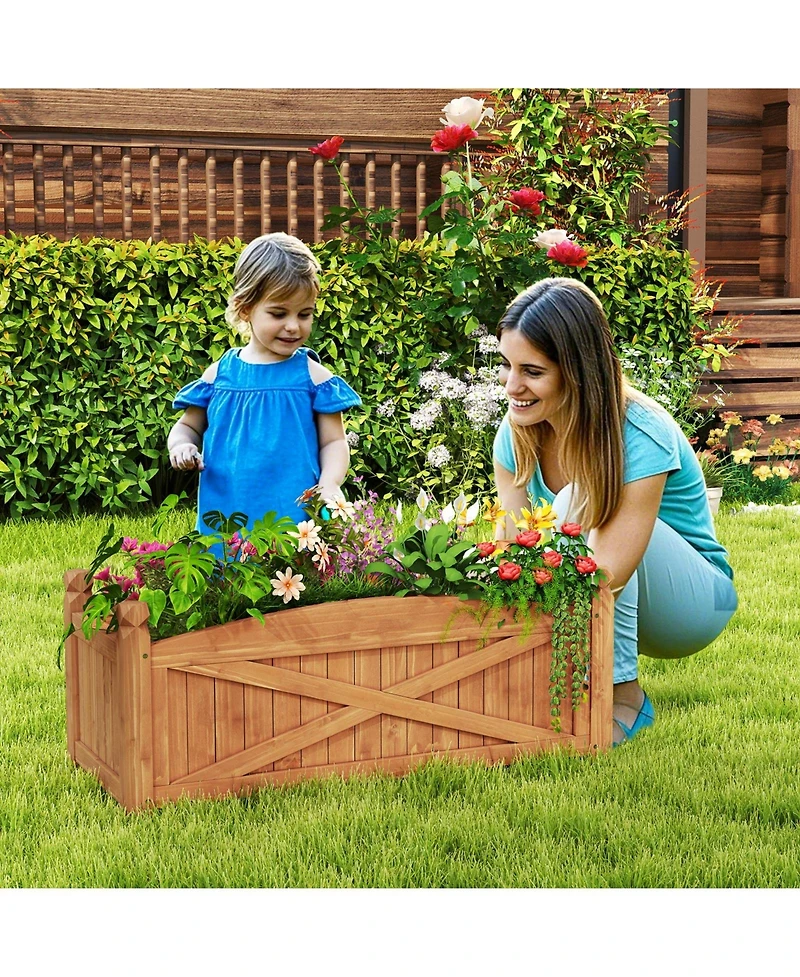 Gymax Wooden Raised Garden Bed Elevated Outdoor Planter Box w/ Drainage Holes for Patio