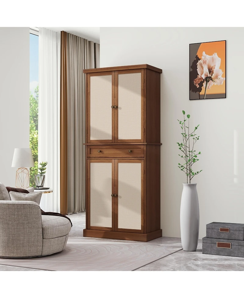 Casainc 4-Door Storage Cabinet with 1 Drawer and 4 Adjustable Shelves for Home Organization