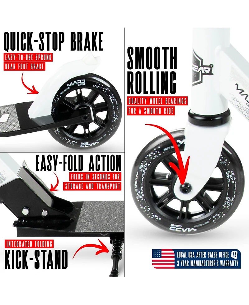 Folding Kick Scooter with Lights - Madd Gear Rush 125