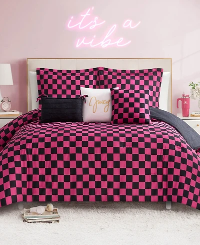 Juicy Couture Checkerboard Reversible 5-Pc. Comforter Set, Twin/Twin Xl