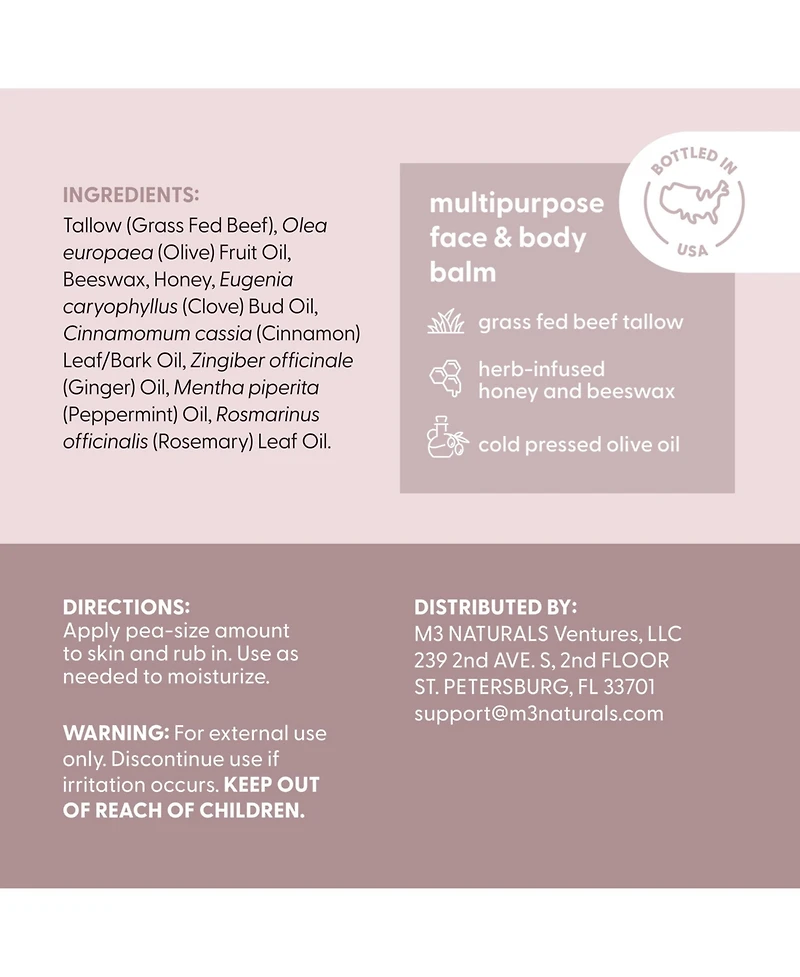 M3 Beef Tallow Balm, Scented, 2oz