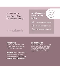 M3 Beef Tallow Balm, Unscented, 2oz