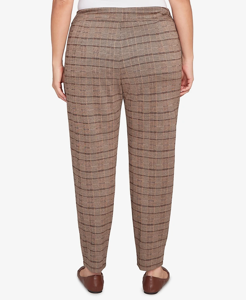 Hearts Of Palm Plus Pull On Plaid Pants