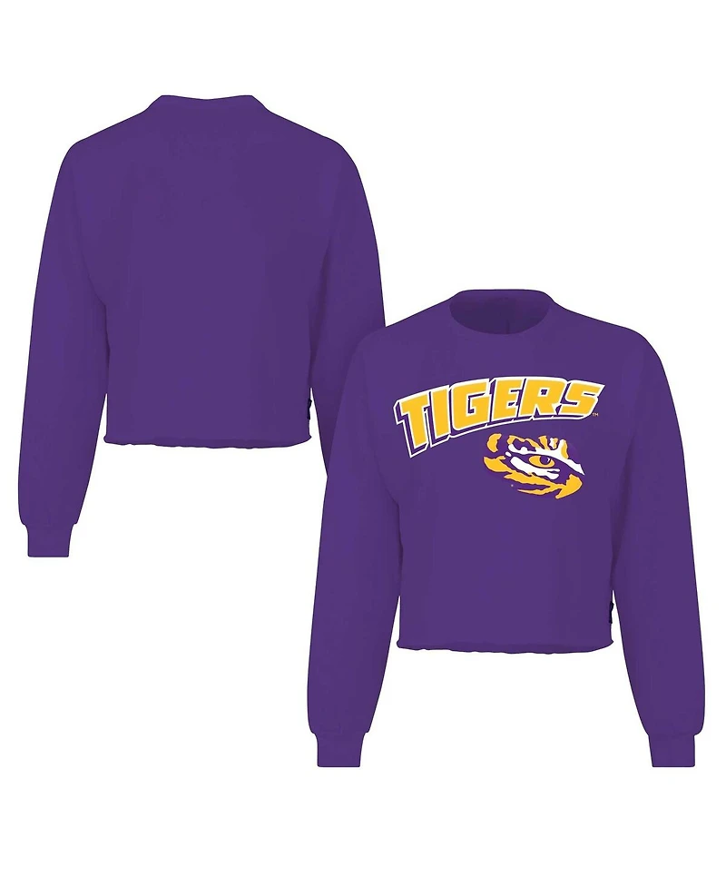Spirit Jersey Women's Purple Lsu Tigers Slouchy Cropped Long Sleeve T-Shirt