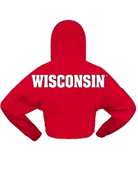 Spirit Jersey Women's Red Wisconsin Badgers Oversized Cropped Pullover Hoodie