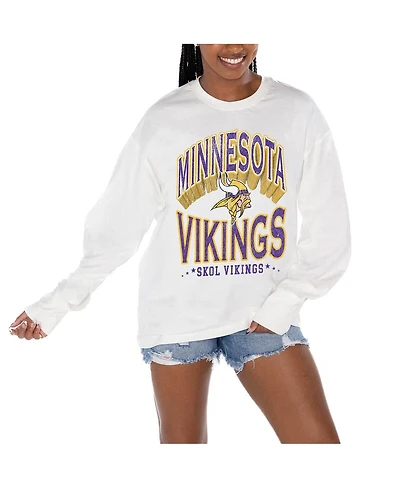 Gameday Couture Women's White Minnesota Vikings Time Out Oversized Long Sleeve T-Shirt