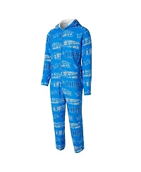 Concepts Sport Men's Blue Detroit Lions Shuffle All-Over-Print Microfleece Full-Zip Union Suit