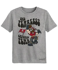 Preschool Mitchell Ness Heather Gray Tampa Bay Buccaneers Captain Fear Mascot T-Shirt