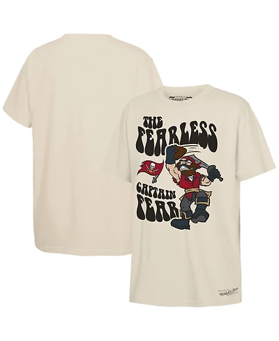 Mitchell Ness Big Boys and Girls Cream Tampa Bay Buccaneers Captain Fear Mascot T-Shirt