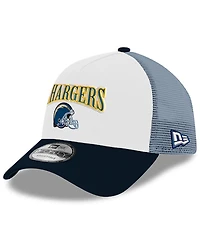 New Era Men's White/Navy Los Angeles Chargers Super Chargers A-Frame 9FORTY Trucker Adjustable Hat