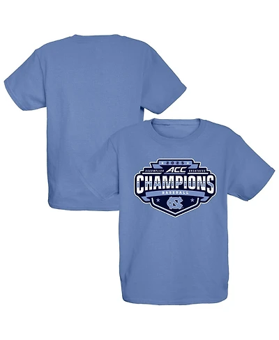 Blue 84 Big Boys and Girls Carolina North Tar Heels 2025 Acc Baseball Conference Tournament Champions Locker Room T-Shirt