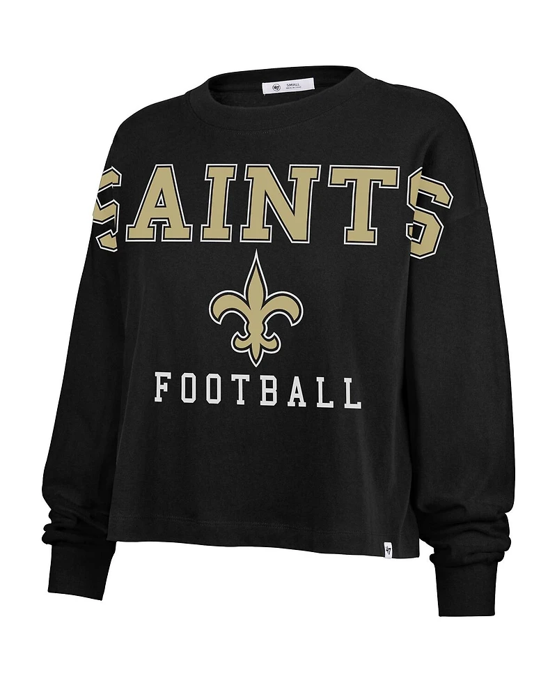 '47 Brand Women's Black New Orleans Saints Outreach City Oversized Long Sleeve T-Shirt