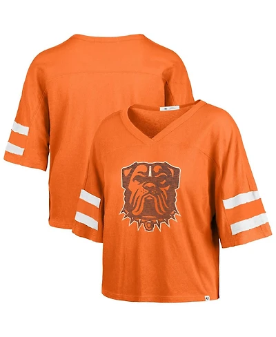 '47 Brand Women's Orange Cleveland Browns Premier Scout Cropped V-Neck T-Shirt