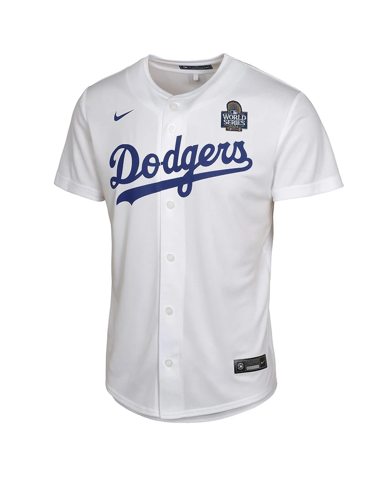 Nike Big Boys and Girls Jack Flaherty White Los Angeles Dodgers 2024 World Series Patch Home Game Player Jersey