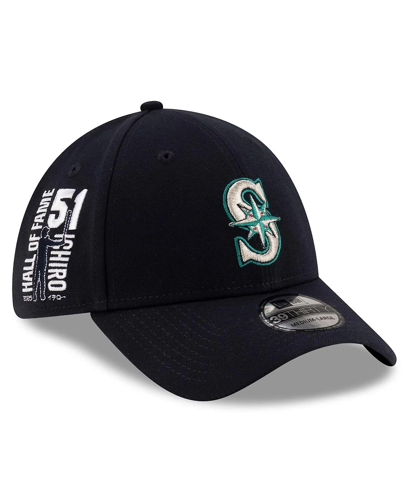 New Era Men's Ichiro Suzuki Navy Seattle Mariners 2025 Baseball Hall of Fame Side Patch 39THIRTY Flex Hat