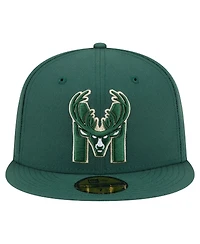 New Era Men's Hunter Green Milwaukee Bucks Deceptor 59FIFTY Fitted Hat