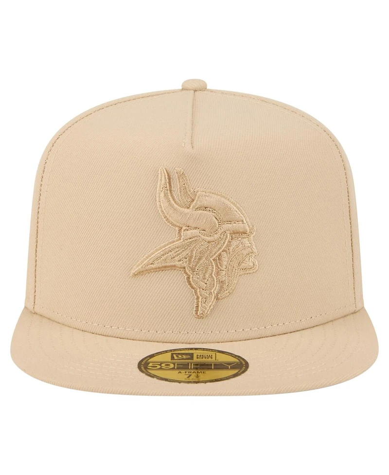 New Era Men's Light Beige Minnesota Vikings Color Pack A-Frame 59FIFTY Fitted Hat