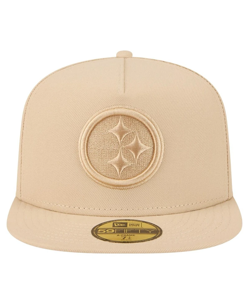 New Era Men's Beige Pittsburgh Steelers Color Pack A-Frame 59FIFTY Fitted Hat