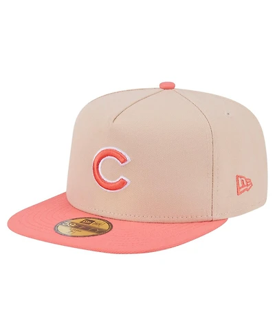 New Era Men's Light Beige/Coral Chicago Cubs Two-Tone Color Pack A-Frame 59FIFTY Fitted Hat