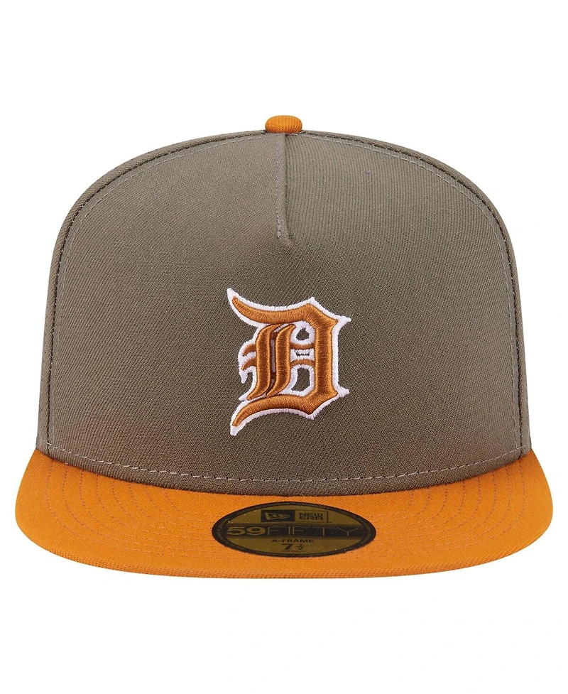 New Era Men's Olive/Orange Detroit Tigers Two-Tone Color Pack A-Frame 59FIFTY Fitted Hat