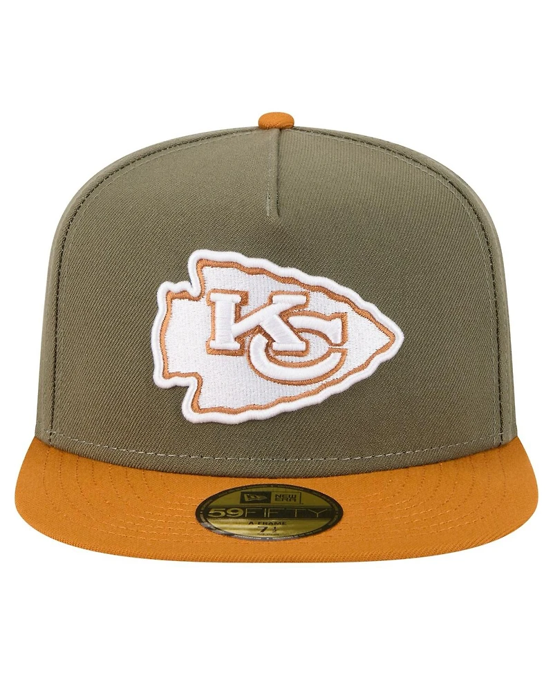 New Era Men's Olive/Brown Kansas City Chiefs Color Pack A-Frame 59FIFTY Fitted Hat