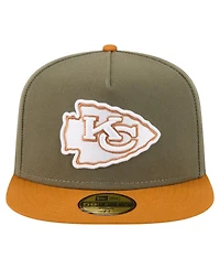 New Era Men's Olive/Brown Kansas City Chiefs Color Pack A-Frame 59FIFTY Fitted Hat