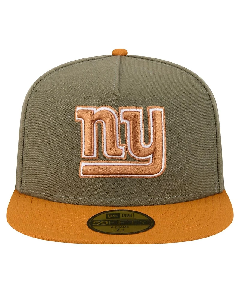 New Era Men's Olive/Brown York Giants Color Pack A-Frame 59FIFTY Fitted Hat