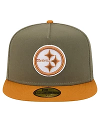 New Era Men's Olive/Brown Pittsburgh Steelers Color Pack A-Frame 59FIFTY Fitted Hat