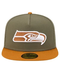 New Era Men's Olive/Brown Seattle Seahawks Color Pack A-Frame 59FIFTY Fitted Hat