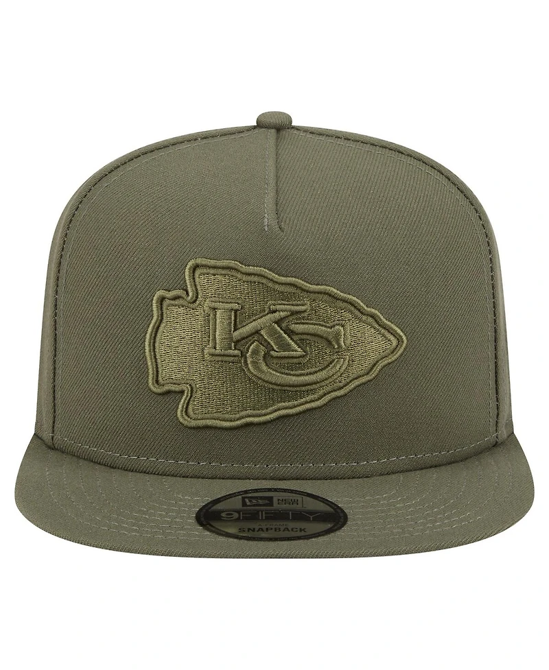 New Era Men's Olive Kansas City Chiefs Color Pack A-Frame 9FIFTY Snapback Hat