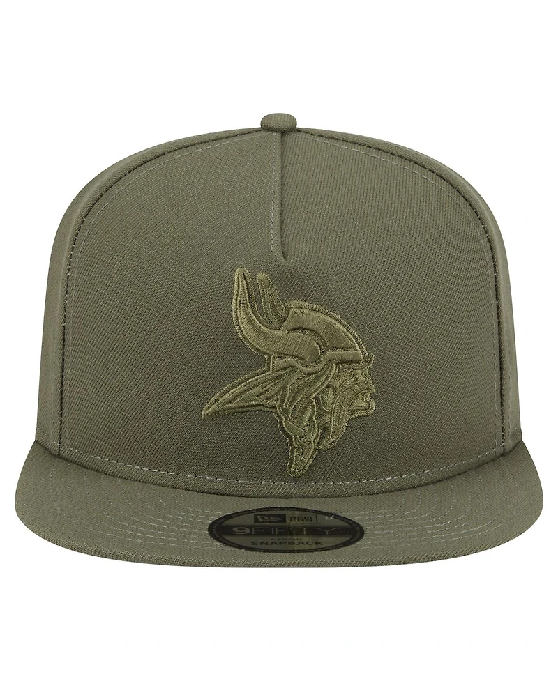 New Era Men's Olive Minnesota Vikings Color Pack A-Frame 9FIFTY Snapback Hat