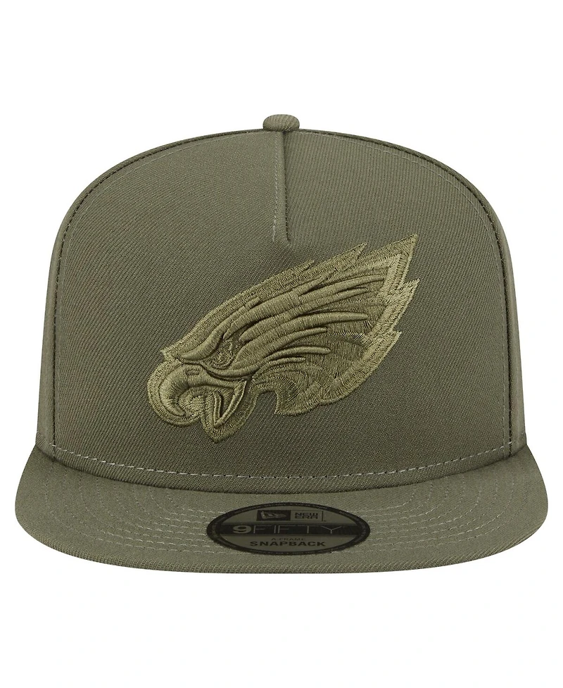 New Era Men's Olive Philadelphia Eagles Color Pack A-Frame 9FIFTY Snapback Hat