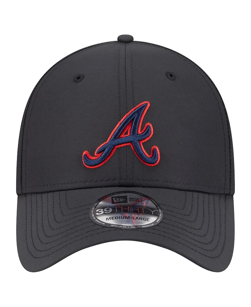 New Era Men's Black Atlanta Braves Night 39THIRTY Flex Hat