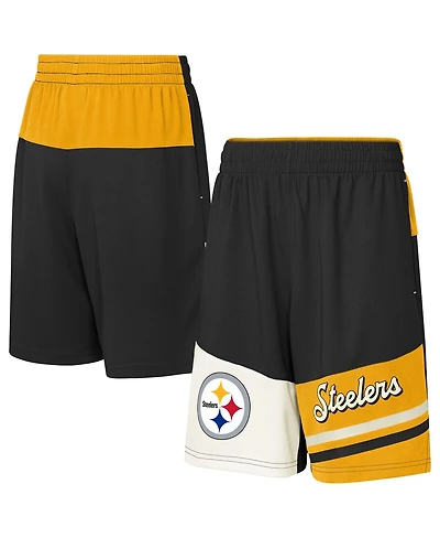 Outerstuff Big Boys and Girls Black Pittsburgh Steelers Fandemonium Mesh Shorts