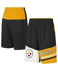 Outerstuff Big Boys and Girls Black Pittsburgh Steelers Fandemonium Mesh Shorts
