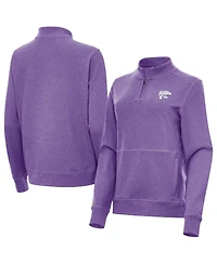 Antigua Women's Heather Purple Kansas State Wildcats Crush Quarter-Zip Jacket