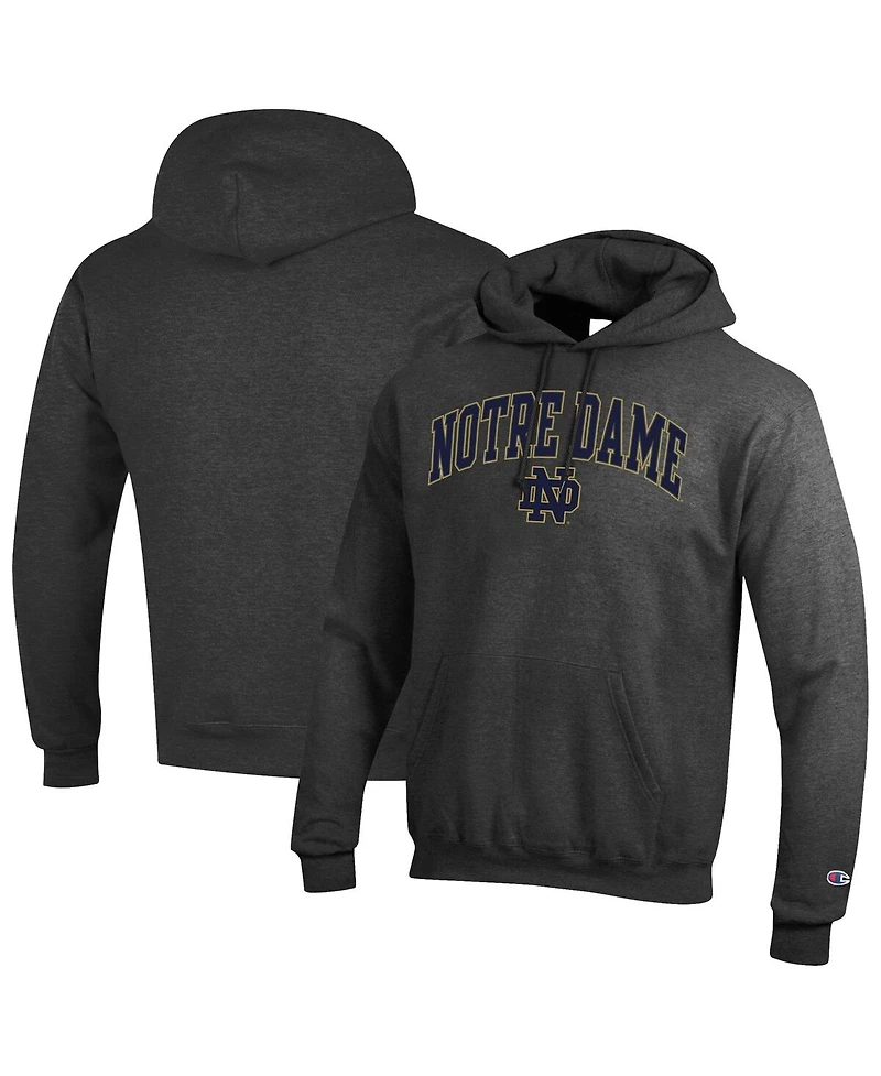 Champion Men's Heather Charcoal Notre Dame Fighting Irish Arched Logo Fleece Pullover Hoodie