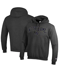 Champion Men's Heather Charcoal Notre Dame Fighting Irish Arched Logo Fleece Pullover Hoodie
